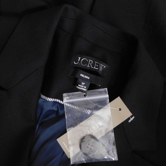 NWT!! J. CREW Helena Blazer Wool Blend Flannel Solid Black Size 2P 2 Petite - Picture 12 of 16
